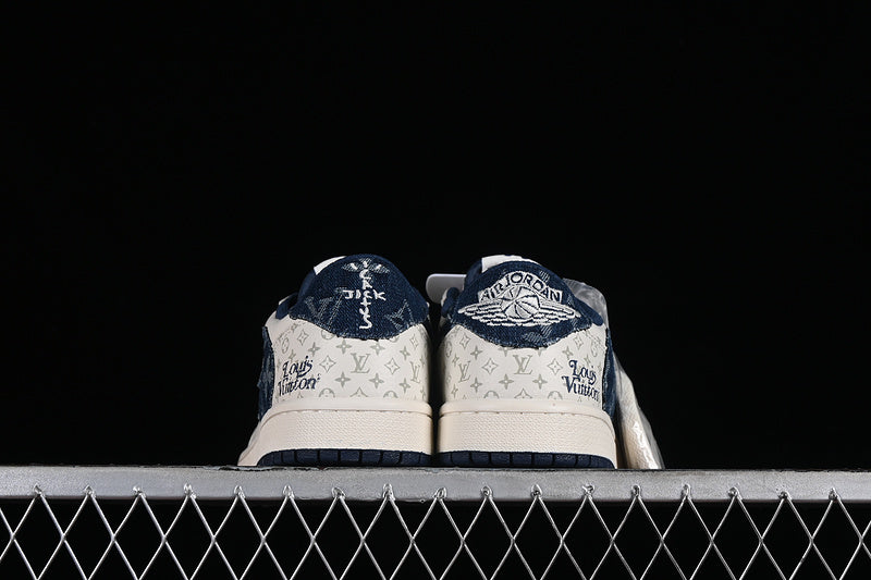 Nike Air Jordan 1 Low LV Travis Scott Fragment Design OG SP Denim Blue White Sneakers