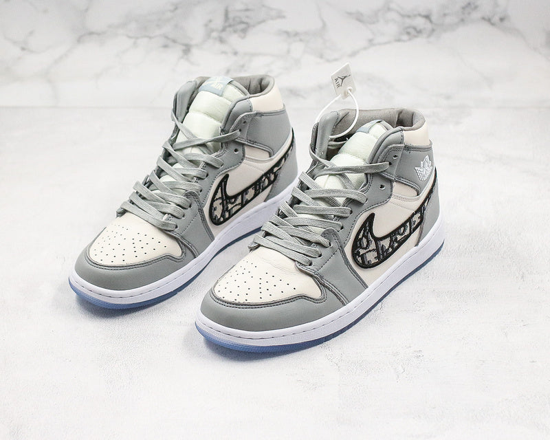 Nike Air Jordan 1 High-top Wolf Grey Sneakers Dior Joint Edition