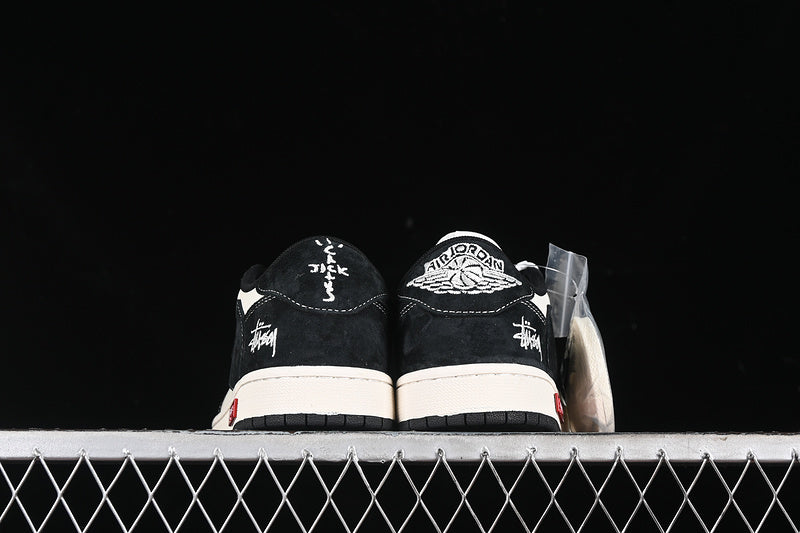 Travis Scott Fragment Design Nike Air Jordan 1 Low OG SP Black White Board Shoes
