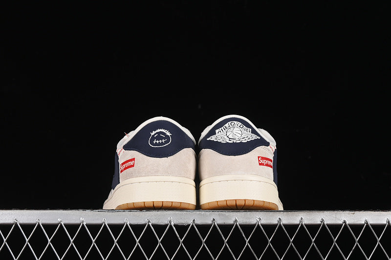 Travis Scott Fragment Design Nike Air Jordan 1 Low Supreme OG SP Blue Beige Grey Sneakers