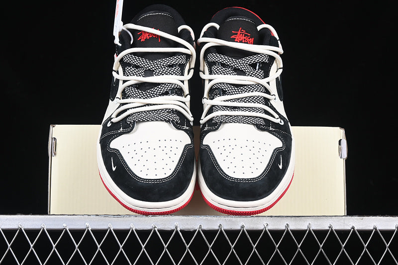 Nike Air Jordan 1 Low Black White Red Sneakers