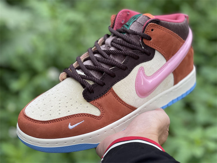 Nike Dunk Mid Social Status Chocolate Milk Brown Pink Multicolor Sneakers
