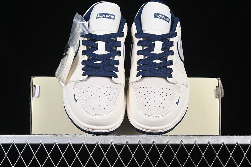 Nike Air Jordan 1 Low Supreme Blue Sole White Sneakers