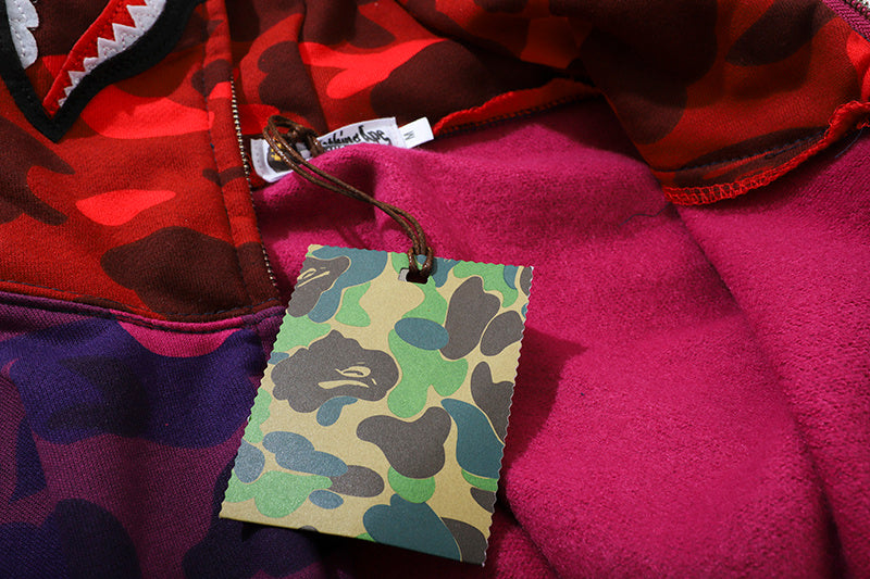A Bathing Ape BAPE Ape Man Head Red Blue Purple Matching Color Hoodie