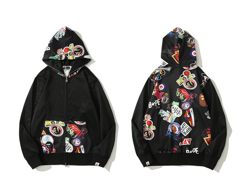 A Bathing Ape BAPE Badge LOGO Sticker Wind Splicing Hoodie