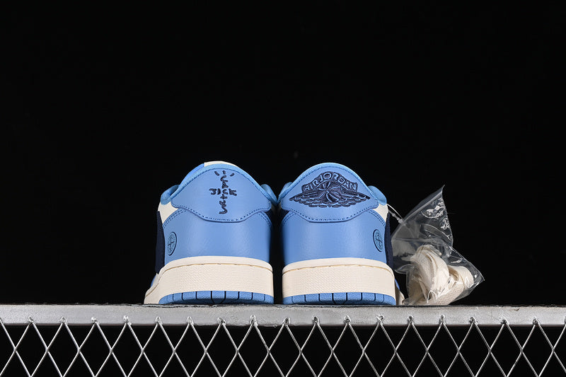 Nike Air Jordan 1 Low OG SP Travis Scott Fragment Design Blue Sole White Blue Black Sneakers