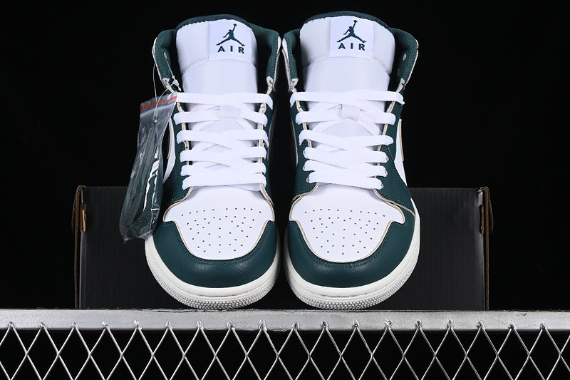 Nike Air Jordan 1 Mid Oxidized Green White Sail Neutral Grey Sneakers