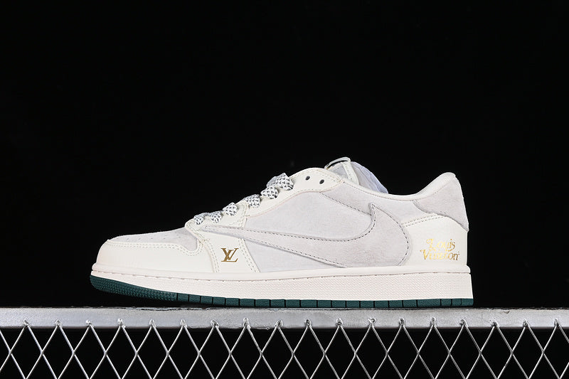 Nike Air Jordan 1 Low OG SP Travis Scott Fragment Design LV Grey White Sneakers