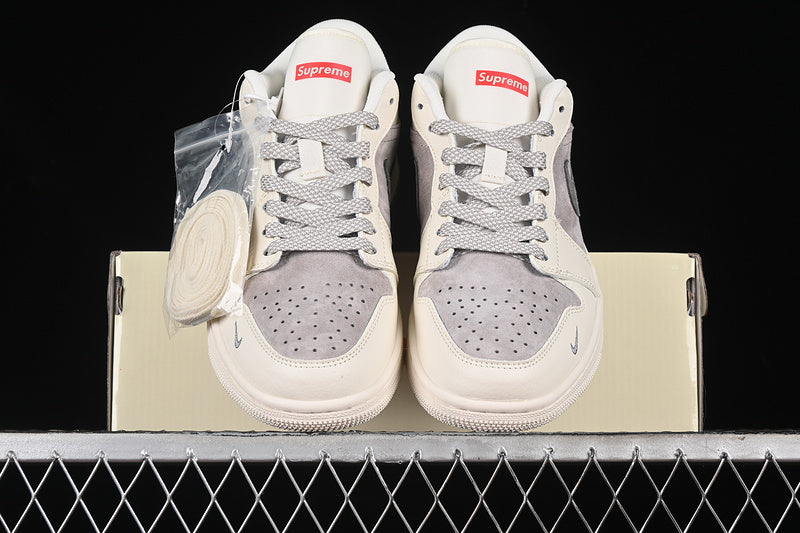 Nike Air Jordan 1 Low Supreme Beige Grey Sneakers