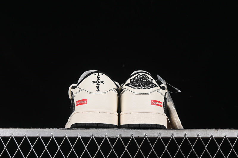 Travis Scott Fragment Design Nike Air Jordan 1 Low Supreme OG SP Black White Sneakers