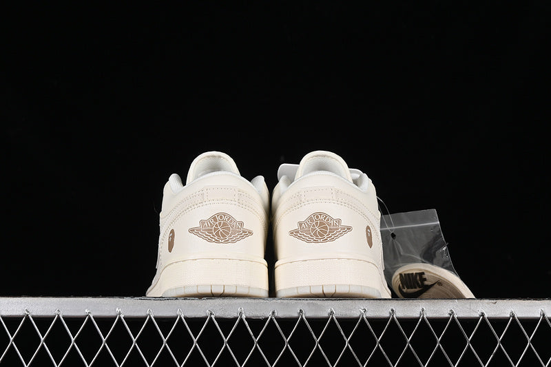 Nike Air Jordan 1 Low BAPE Coconut Milk Ash Sneakers