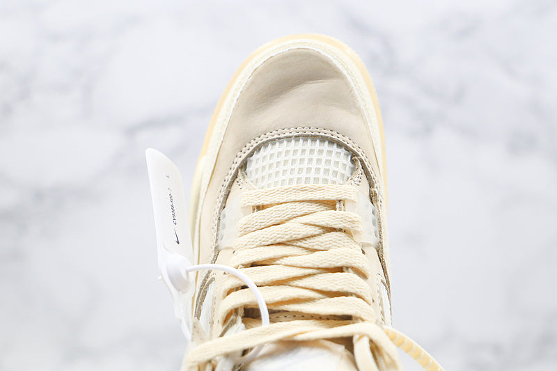 Nike Air Jordan 4 Retro IV x Off-White Sail/Muslin Cream Sneakers