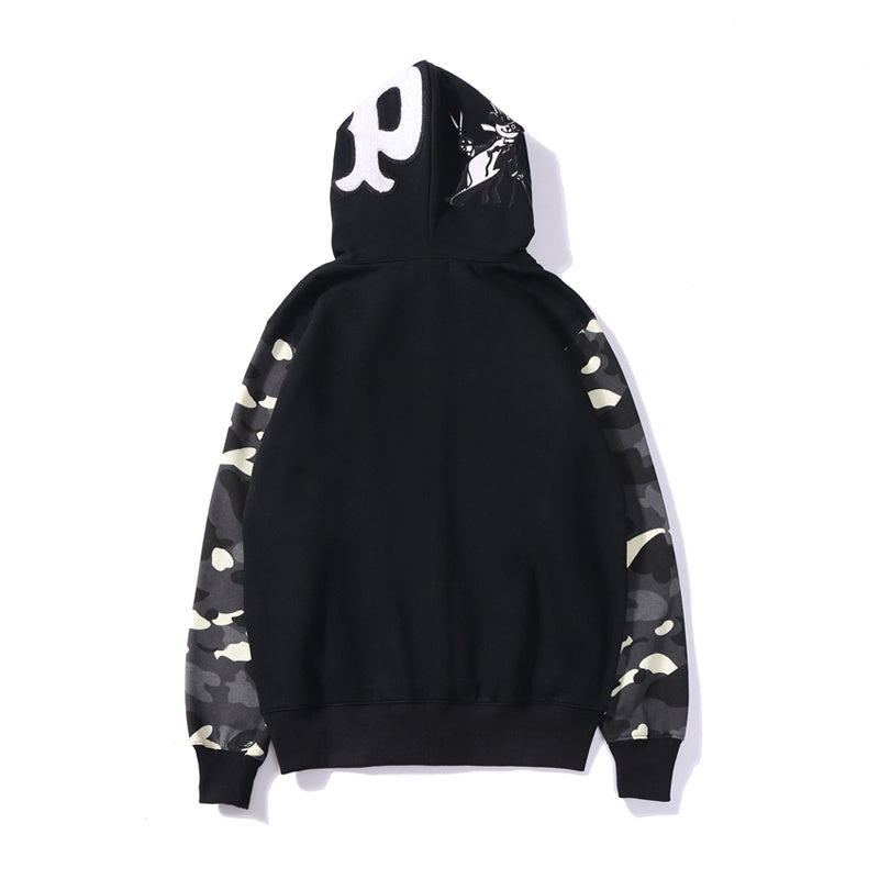 A Bathing Ape BAPE Panda Glow-In-The-Dark Spot Patchwork Hoodie