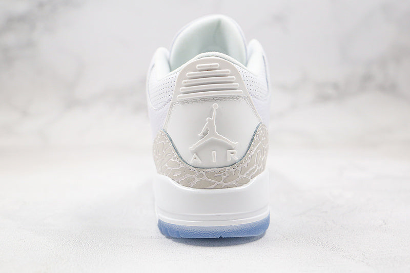Nike Air Jordan 3 Retro Pure White Cement Transparent Sole Sneakers