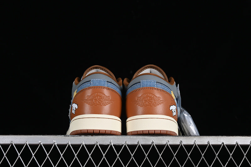 Nike Air Jordan 1 Low Phantom Coconut Milk Amber Brown Star Blue Sneakers
