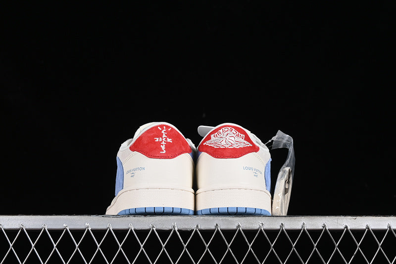 Nike Air Jordan 1 Low OG SP Travis Scott Fragment Design LV Grey Blue Red Sneakers