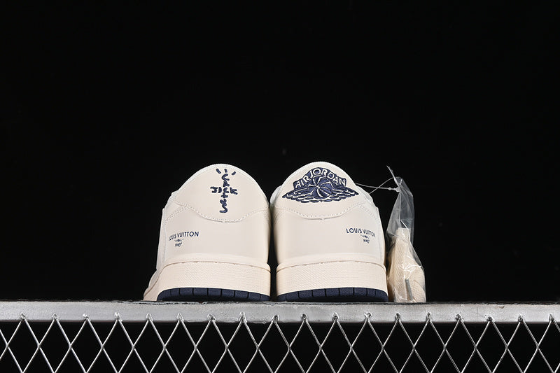 Nike Air Jordan 1 Low OG SP Travis Scott Fragment Design LV Navy Sole White Sneakers