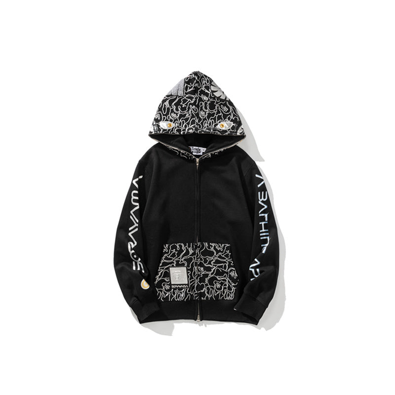 A Bathing Ape BAPE x SORAYAMA Shark Head Empty Mountain Base Joint Edition Black Hoodie