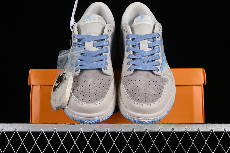 Nike Air Jordan 1 Low OG SP Travis Scott Fragment Design LV Grey Blue Sneakers