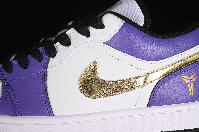 Nike Air Jordan 1 Low White Black Purple Gold Sneakers