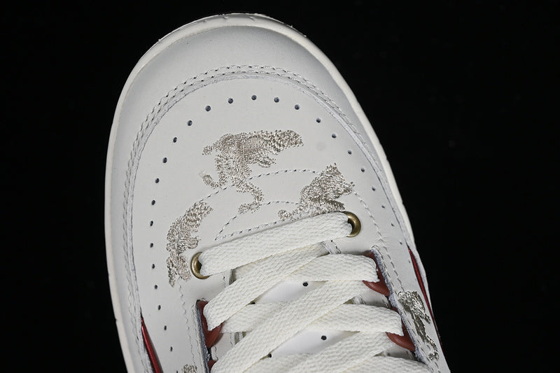 Nike Air Jordan 2 Retro Low Year Of Dragon Sail Cedar Dark Smoke Grey Dark Red Shoe Sole Sneakers