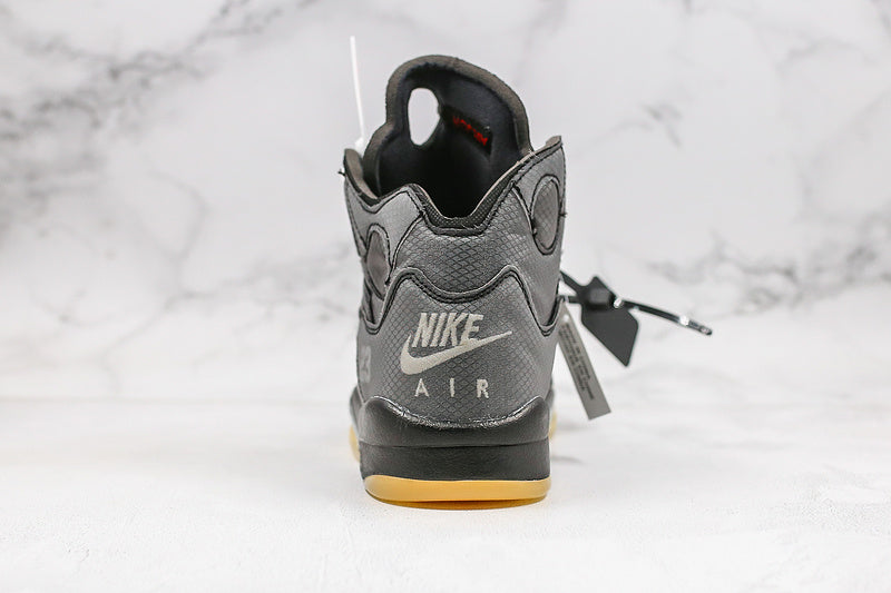 Nike Air Jordan Retro 5 SP x Off-White Mid Muslin Medium Grey Sneakers