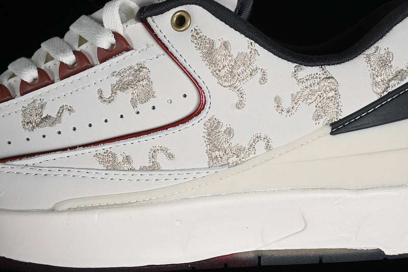 Nike Air Jordan 2 Retro Low Year Of Dragon Sail Cedar Dark Smoke Grey Dark Red Shoe Sole Sneakers
