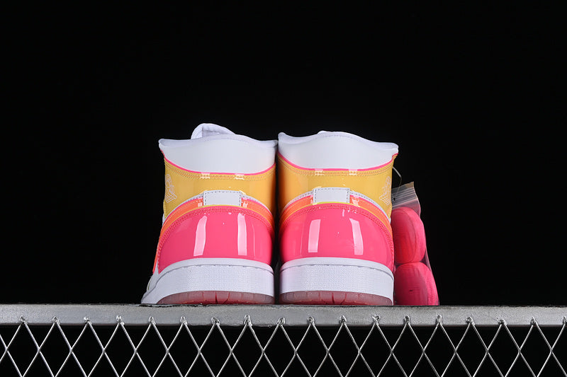 Nike Air Jordan 1 Mid GS Edge Glow White Pink Blast Sneakers