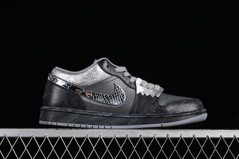 Nike Air Jordan 1 Low Black Grey Silver Sneakers