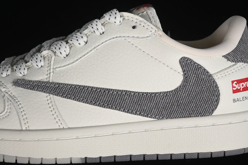 Nike Air Jordan 1 Low Supreme Travis Scott Fragment Design OG SP Grey White Sneakers