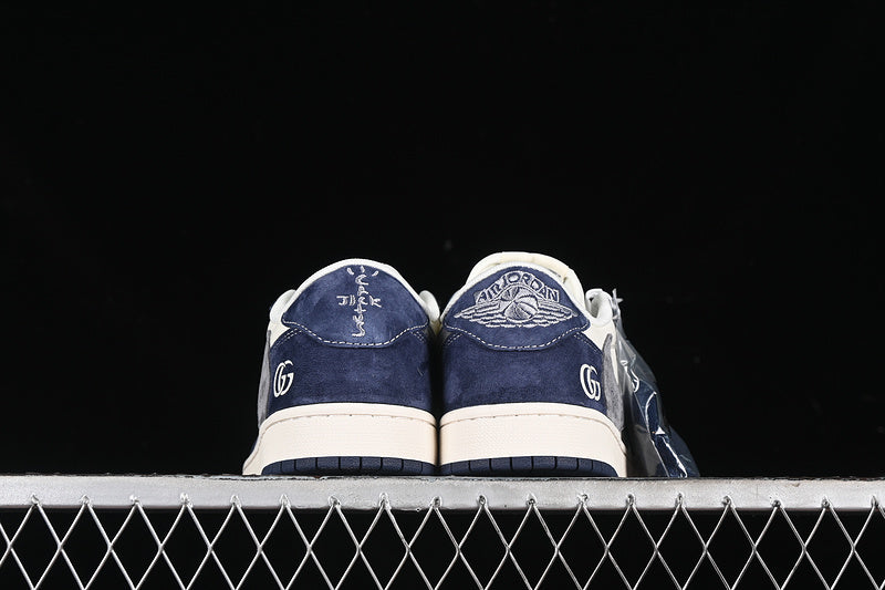 Travis Scott Fragment Design Nike Air Jordan 1 Low OG SP Gucci Navy White Sneakers