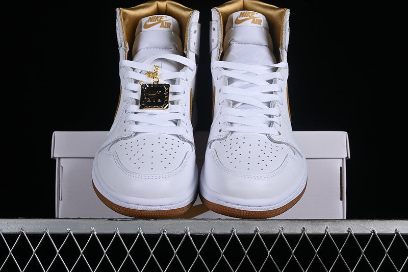 Nike Air Jordan 1 High OG Brown Sole Metallic Gold Gum White Sneakers