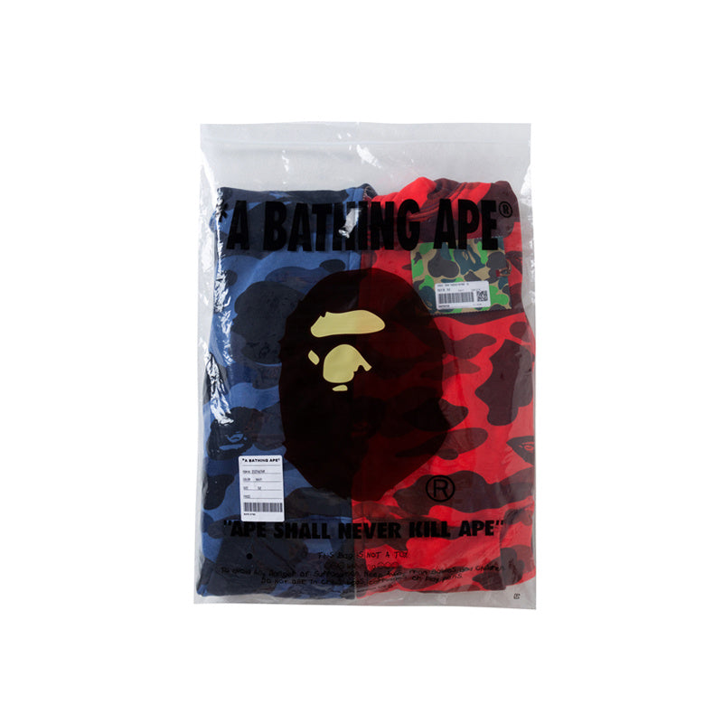 A Bathing Ape BAPE Tiger Head Color Mosaic Camouflage Hoodie Blue And Red