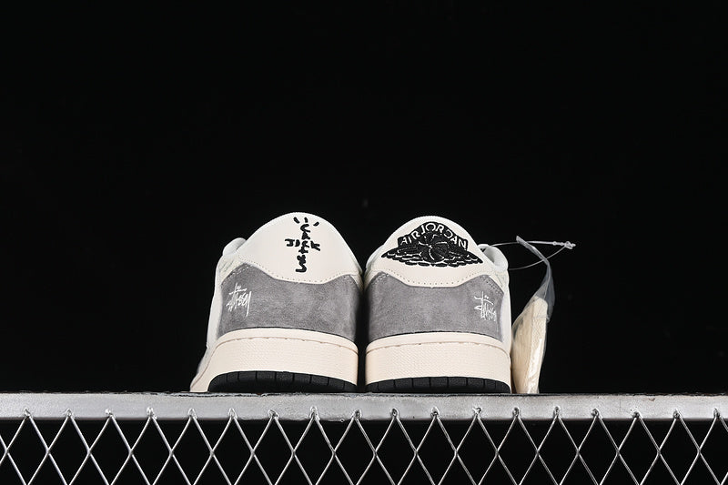 Travis Scott Fragment Design Nike Air Jordan 1 Low OG SP Light Grey White Sneakers