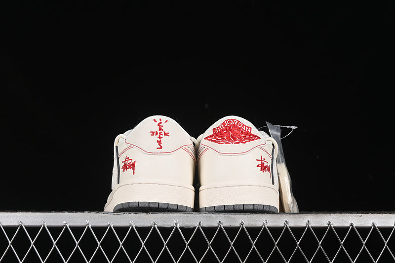 Nike Air Jordan 1 Low Travis Scott Fragment Design OG SP Beige Red Grey Sneakers