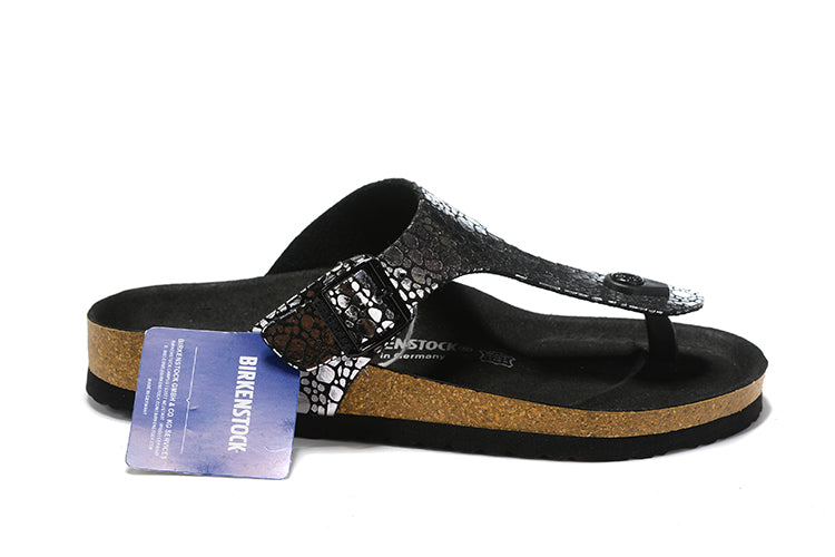 Birkenstock Ferrous Metal Stone Casual Leather Flip Flops