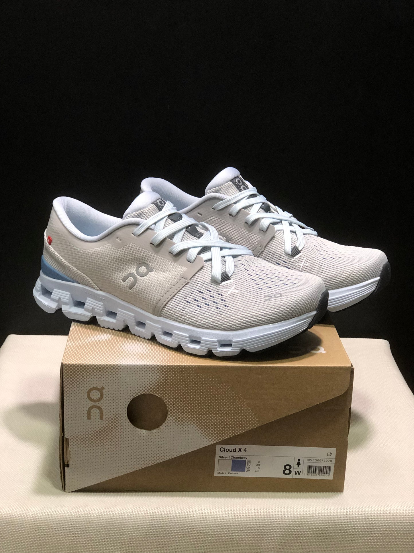 On Running Cloud X4 Comfortable Running Shoes Light Khaki/Milk Blue
