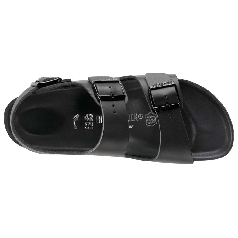 Birkenstock Two-Button Pure Black Matte Leather Sandals