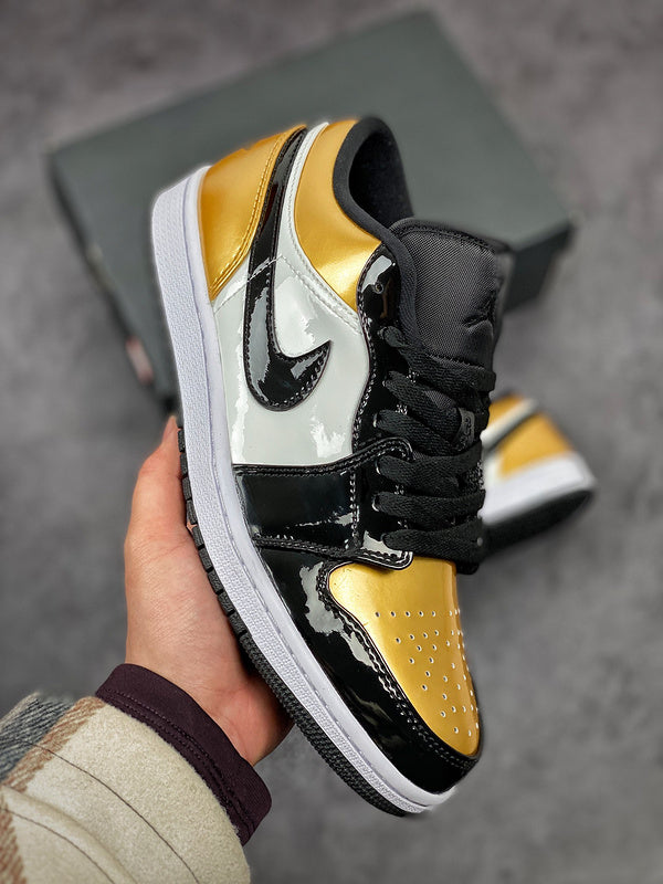 Nike Air Jordan 1 Low Gold Toe Metallic Gold Black Sneakers