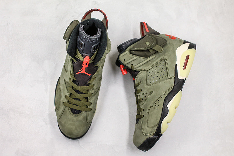 Nike Air Jordan 6 Retro Travis Scott Olive Khaki Green Sneakers