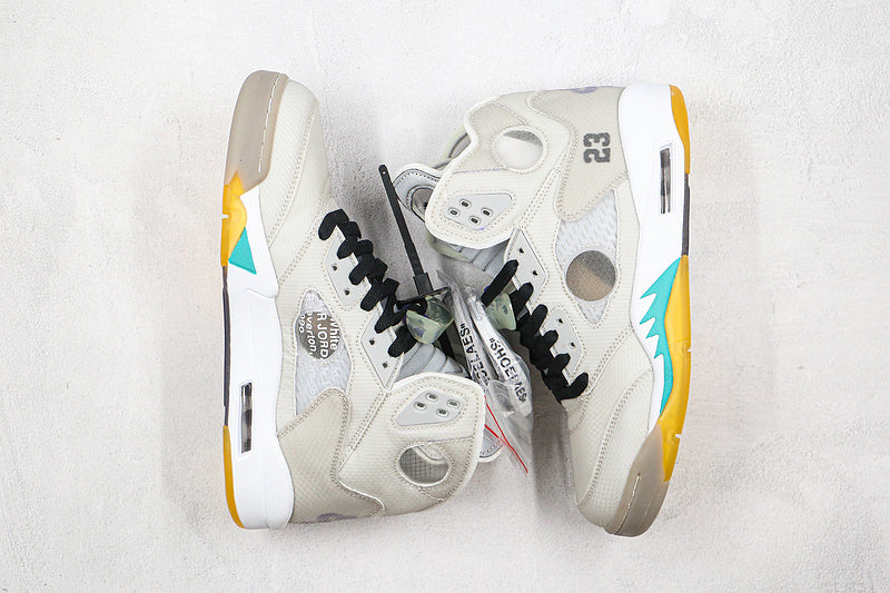 Nike Air Jordan 5 Retro Off-White Ash Wood Green Sneakers