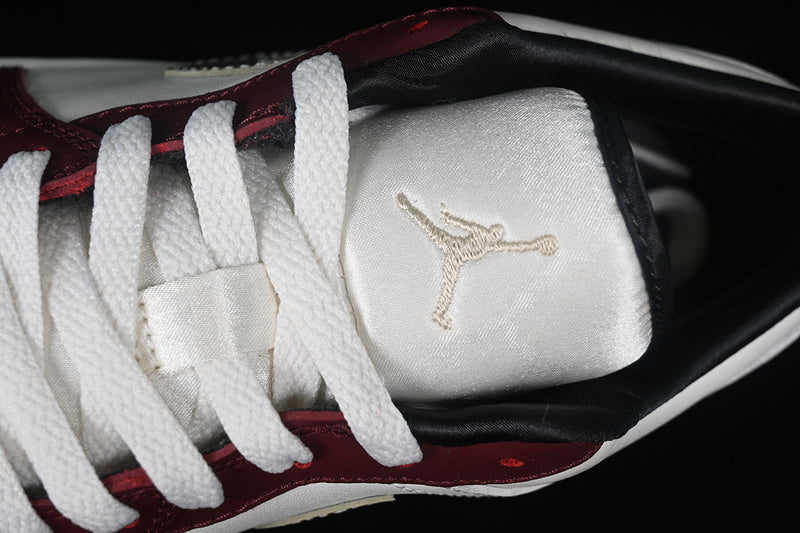 Nike Air Jordan 1 Low Metallic Silver Grain Dark Red White Sneakers