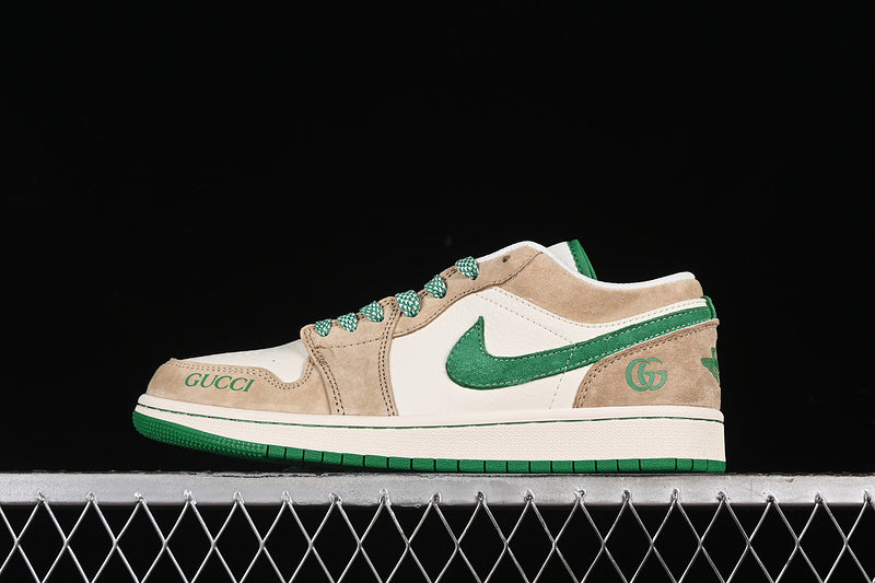 Nike Air Jordan 1 Low White Green Brown Sneakers