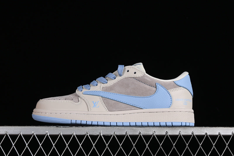 Nike Air Jordan 1 Low OG SP Travis Scott Fragment Design LV Grey Blue Sneakers