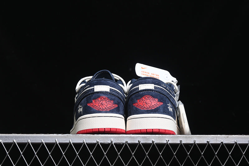 Nike Air Jordan 1 Low Red Sole White Blue Sneakers