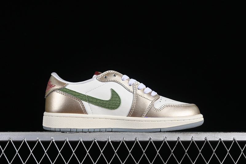 Nike Air Jordan 1 Low Year Of The Dragon Metallic Gold Grain Saturn Gold Cedar Sneakers