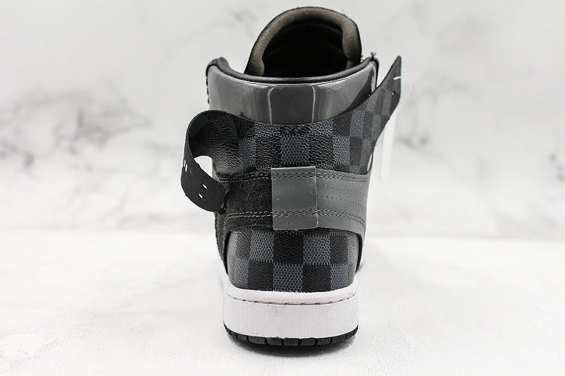 Nike Air Jordan 1 Off-Louis LV Black check Sneakers