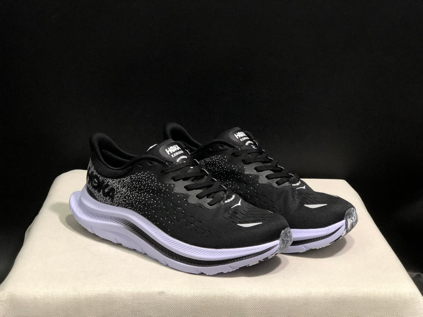 Hoka One One Kawana Cushioning Comfortable Gym Running Shoes Sneakers Black/White