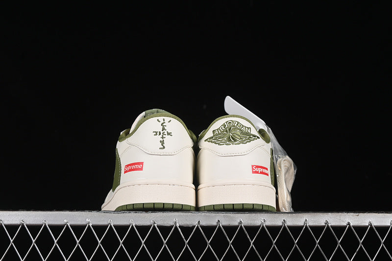 Nike Air Jordan 1 Low Off-White Travis Scott Supreme White Green Sneakers