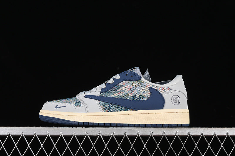 Nike Air Jordan 1 Low Travis Scott Fragment Design Grey Blue Multicolour Sneakers